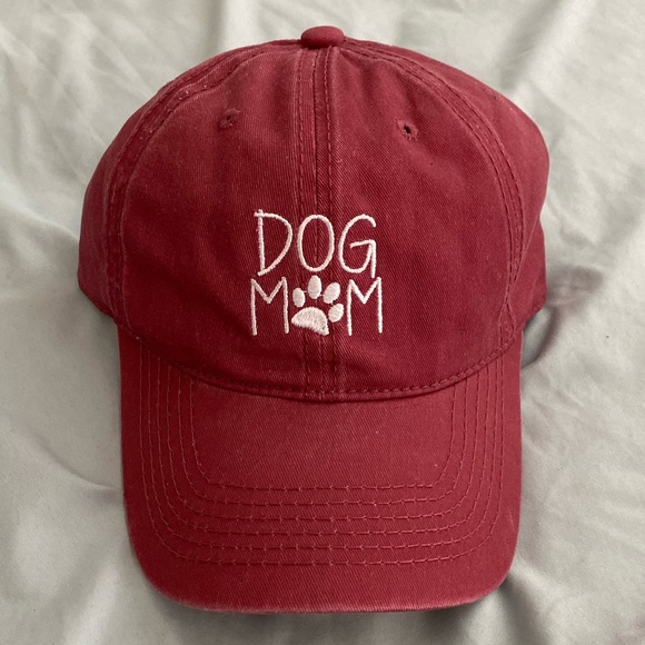 DOG MOM - distress red baseball hat. - Picture 1 of 5
